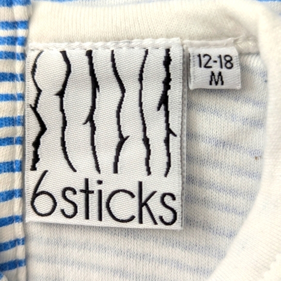 🎈Blue Striped Baby (12-18 Months) Long-Sleeve Onesie w/Snaps and Walrus Design - Picture 12 of 13